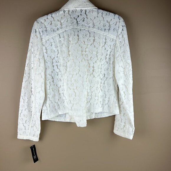 NWT I.N.C. International Concepts Lace Asymmetrical Zippered Blazer Jacket - Picture 3 of 10